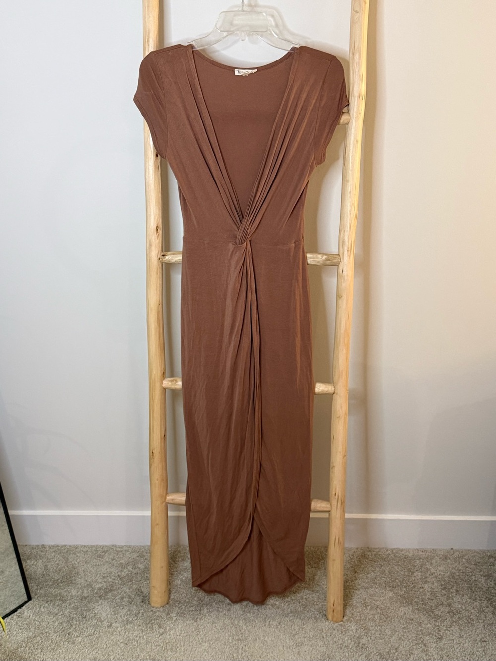 Rolla Coster Knot-Front Maxi Dress in Brown